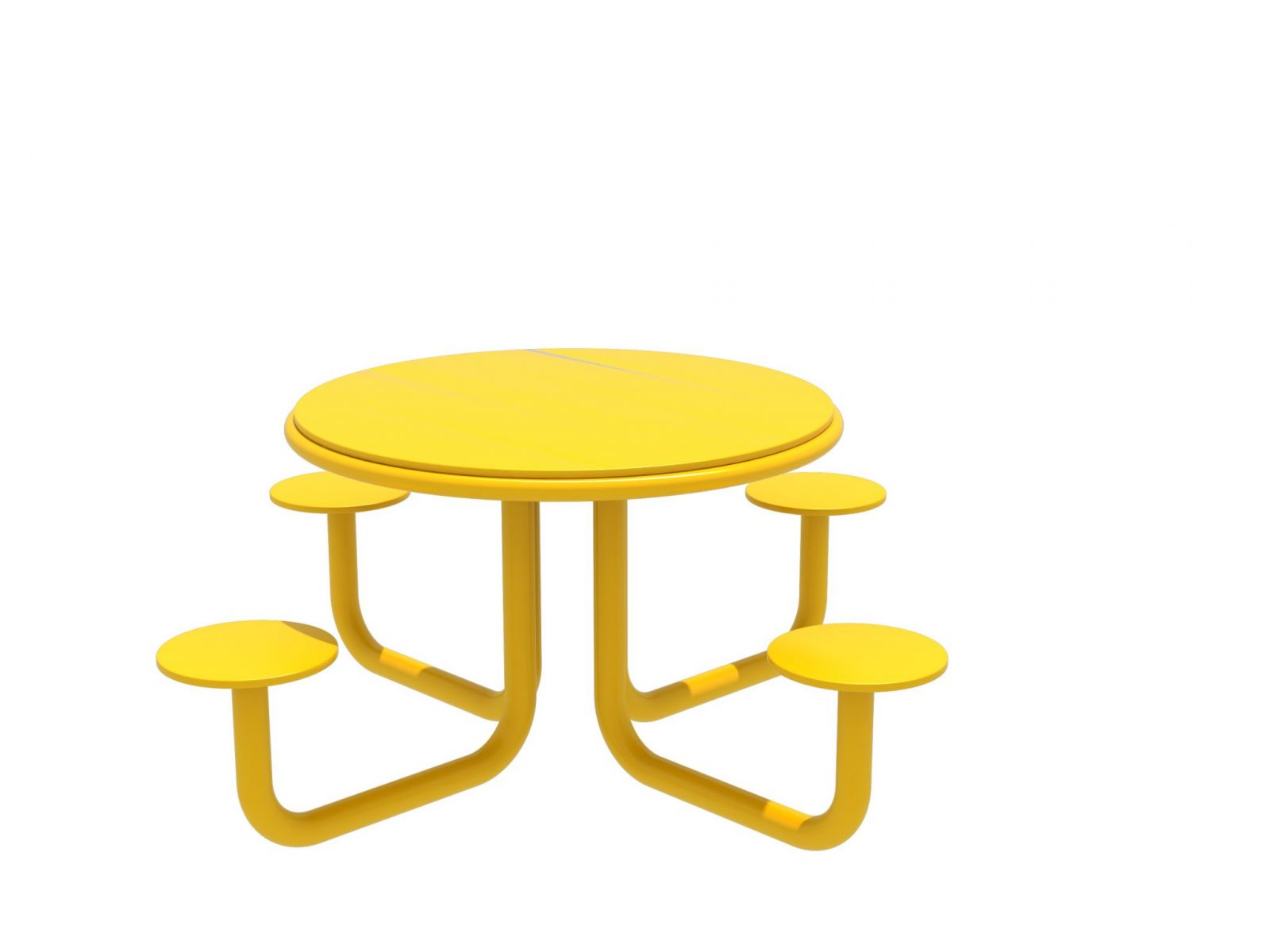 Picknicktafel rond - geel - 4 zitplekken - picknicktafel - kleurrijk - comfortabel