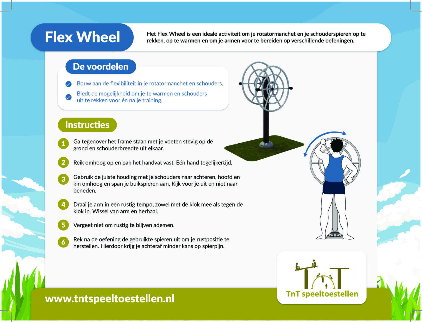 instructiebord bij outdoor fitnesstoestel Flex Wheel