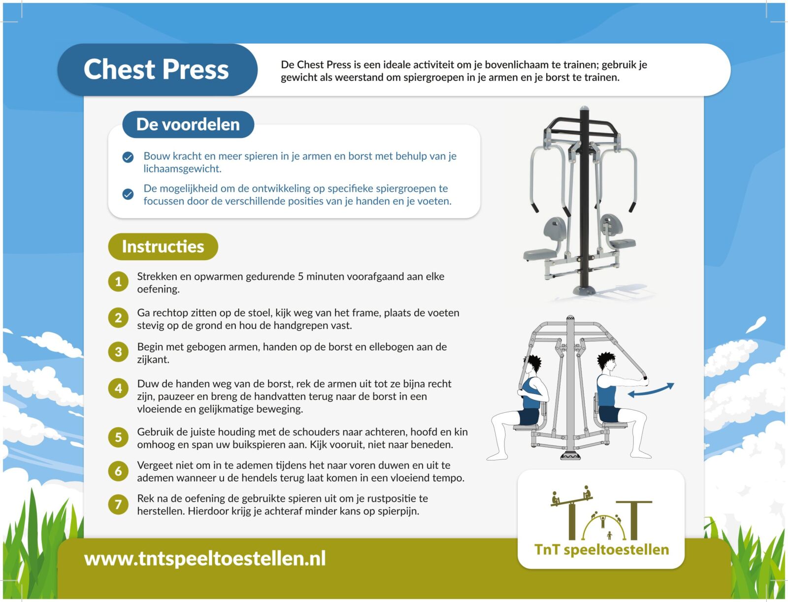 instructiebord bij outdoor fitnesstoestel chest press