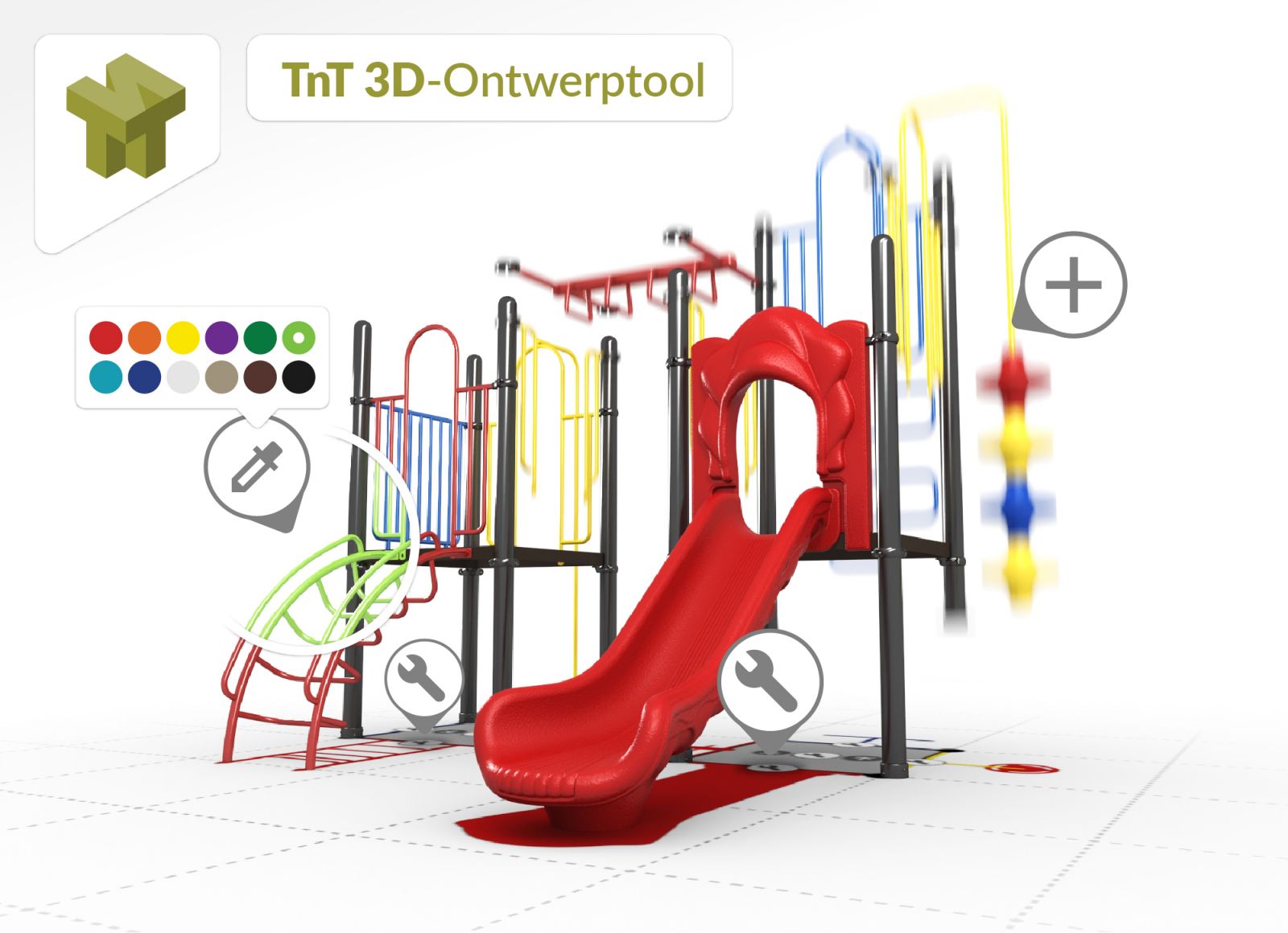 voorbeeld speeltoestel ontworpen in de TnT 3D-ontwerper